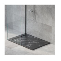 Душ корито "MARBLE Texture", 100-140х80х3.5 см, черен